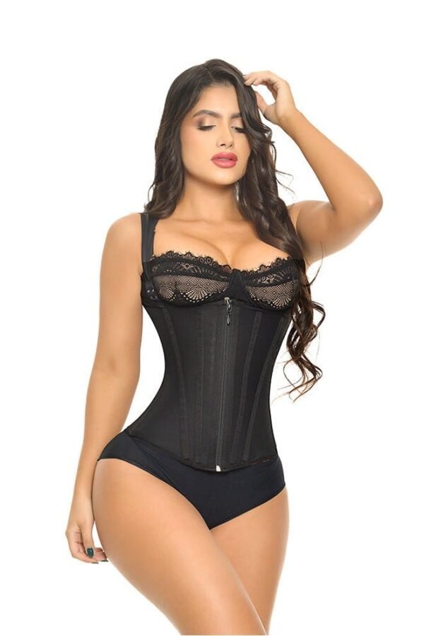 chaleco-15-varillas-negro-frente Faja Chaleco Ultra Cintura Bella Michell