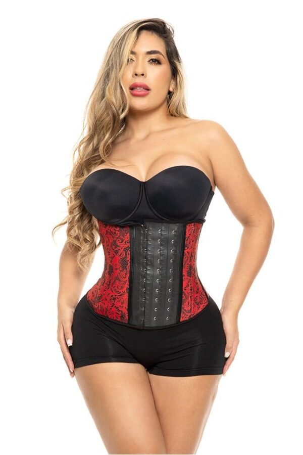 cinturilla-de-latex-forrada-de-encaje-rojo-talle-corto-frente cinturilla-de-latex-forrada-de-encaje-rojo-talle-corto-frente