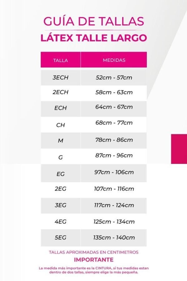 tabla-de-medidas-chaleco-grueso-latex-talle-alto Faja Chaleco de Látex Talle Largo Bella Michell tabla de medidas