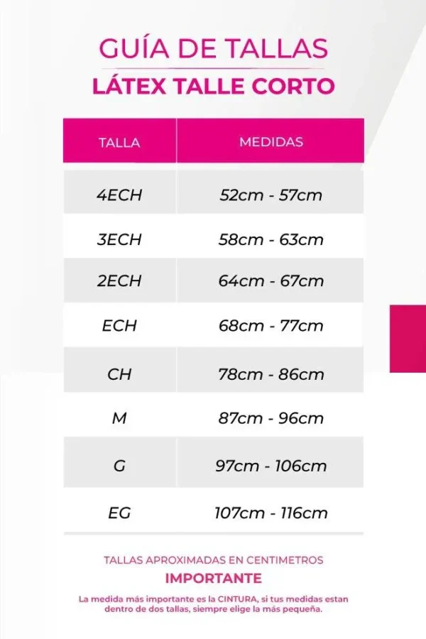 tabla-de-medidas-latex-talle-corto Cinturilla de Látex Forrada Bella Michell talle corto tabla de medidas